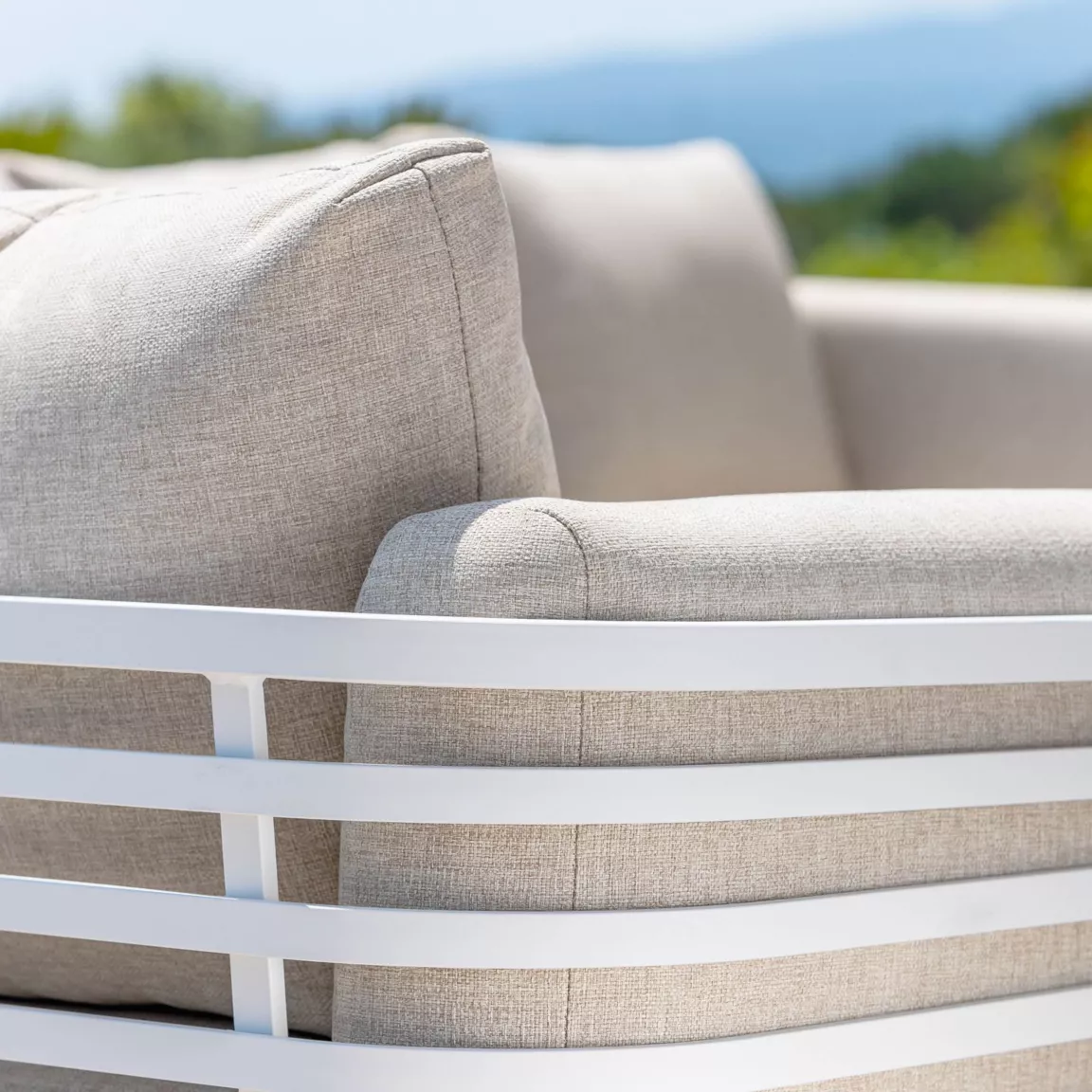 Canapé de jardin en aluminium 3 places Monte Carlo Blanc et taupe