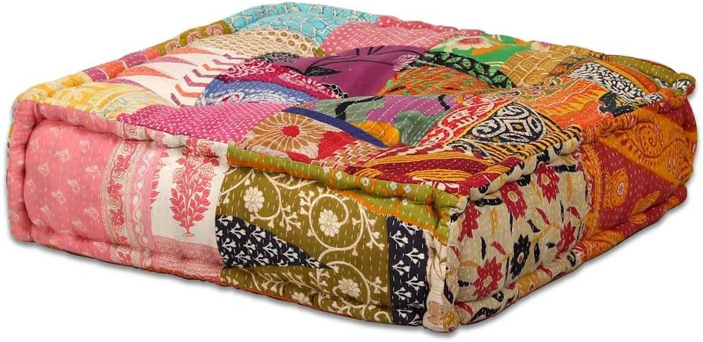 vidaXL Pouf 2-Sitzer Modular Patchwork Stoff Sitzpouf Sofa Sessel Lounge