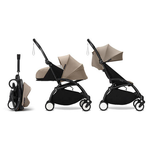 Poussette YOYO 3 Pack 0+ et 6+ Taupe / Cadre Noir - STOKKE