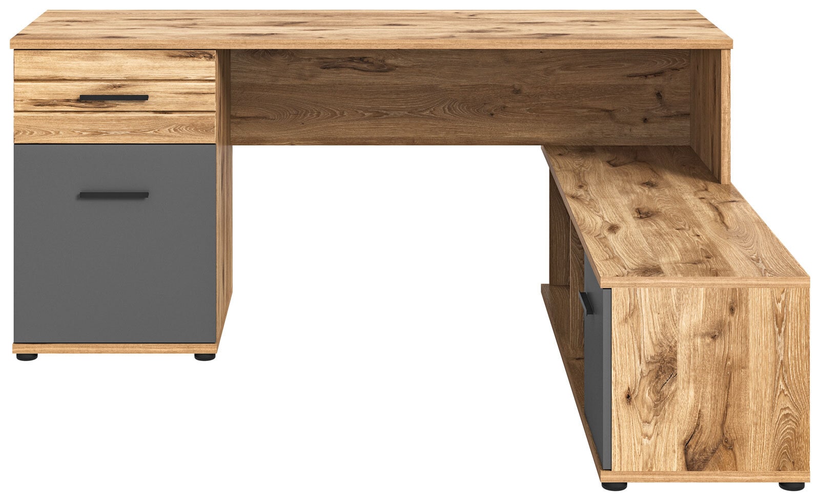 Winkelschreibtisch Mason Basalt Grau / Nox Oak 170 x 76 x 151 cm
