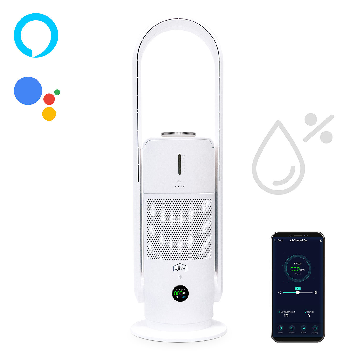 djive Flowmate ARC Humidifier 3in1 Air purifier, humidifier and fan