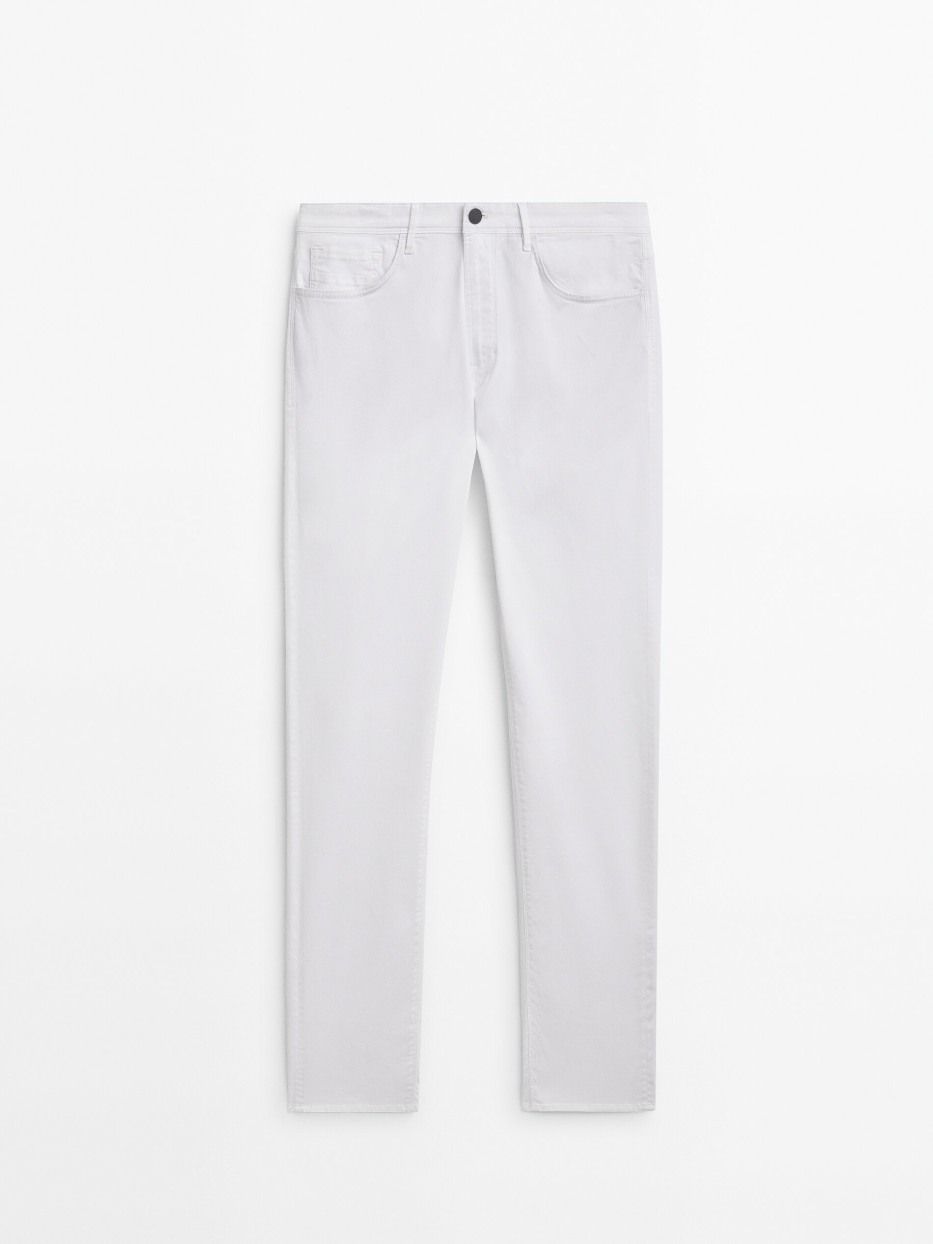 Calça tejanera de malha slim fit - BRANCA