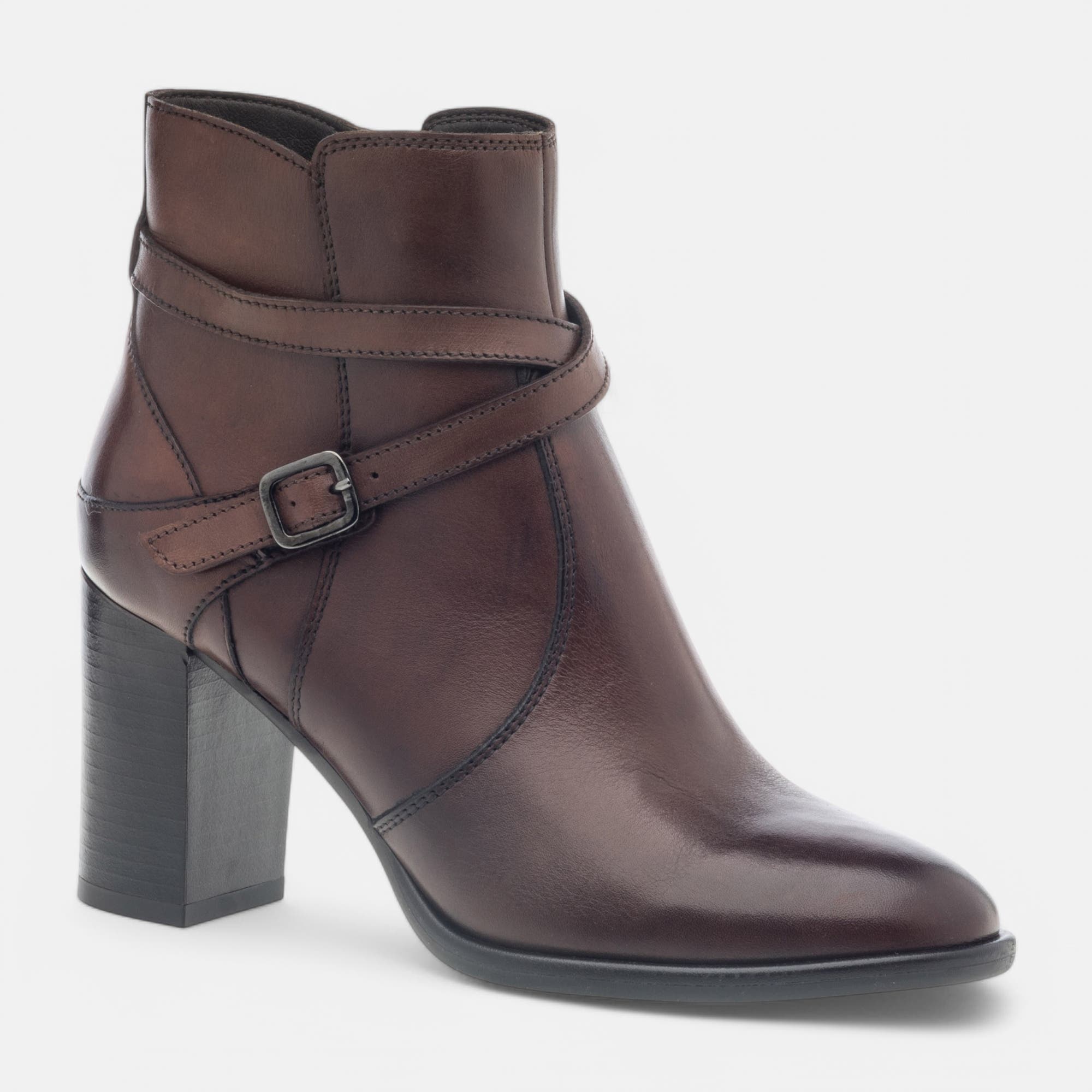 Bottines à talon Femme en cuir marron