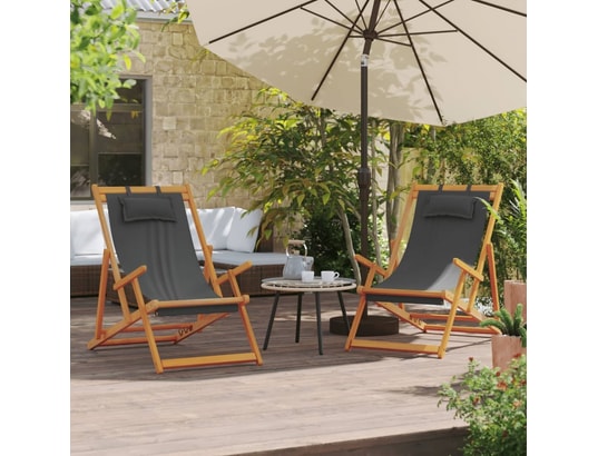 VIDAXL - Chilienne Chaises de plage pliables lot de 2 gris tissu