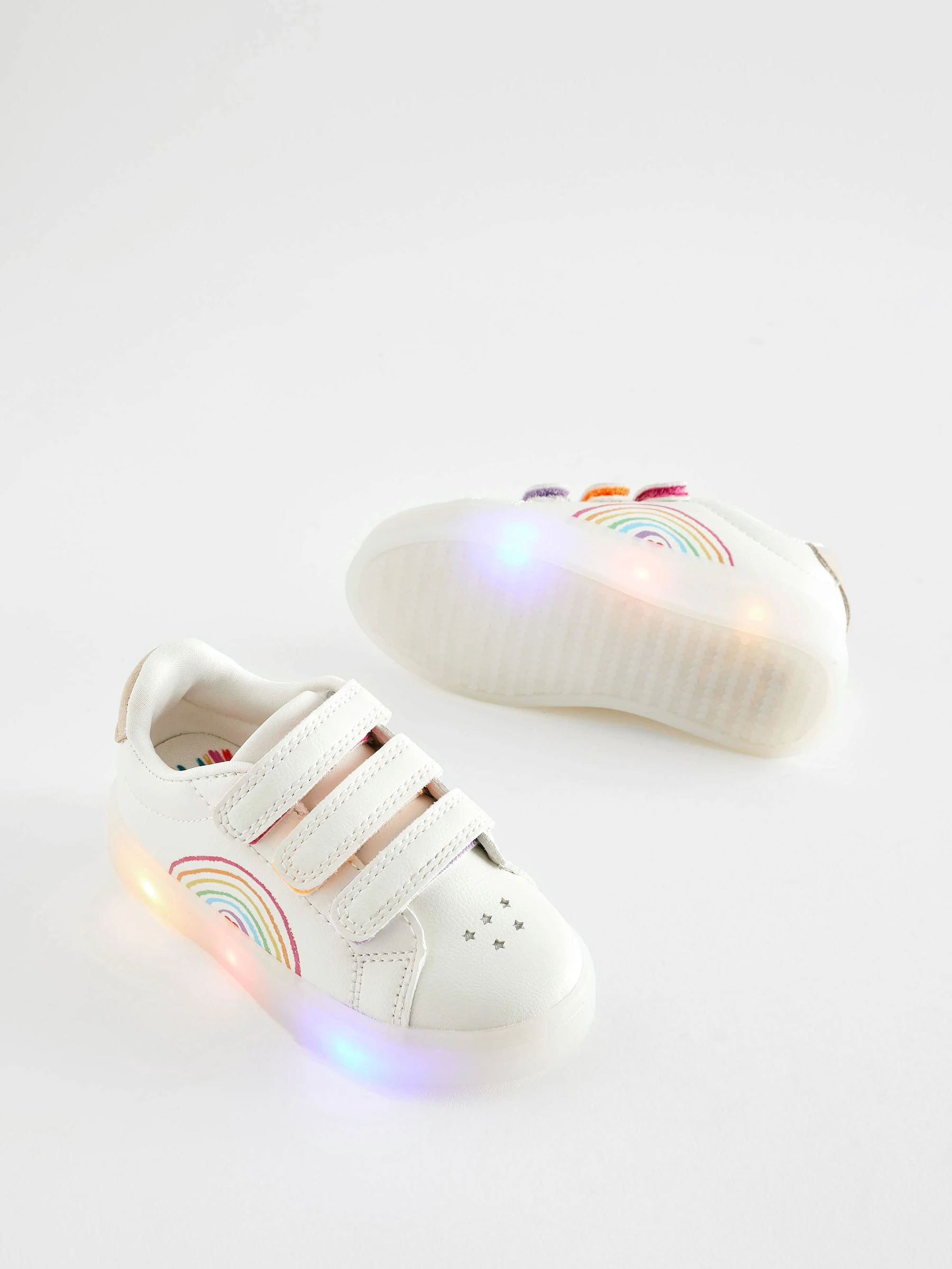 Wit regenboog - Touch Fasten Light Up Trainers