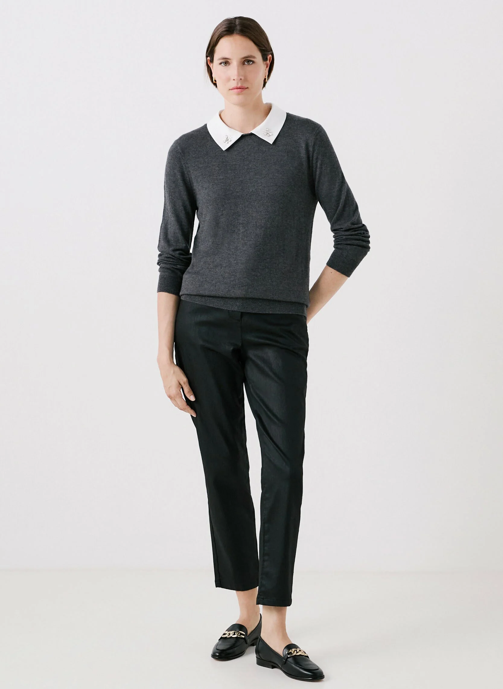 MWILFORD - Pull droit avec col amovible | Gris