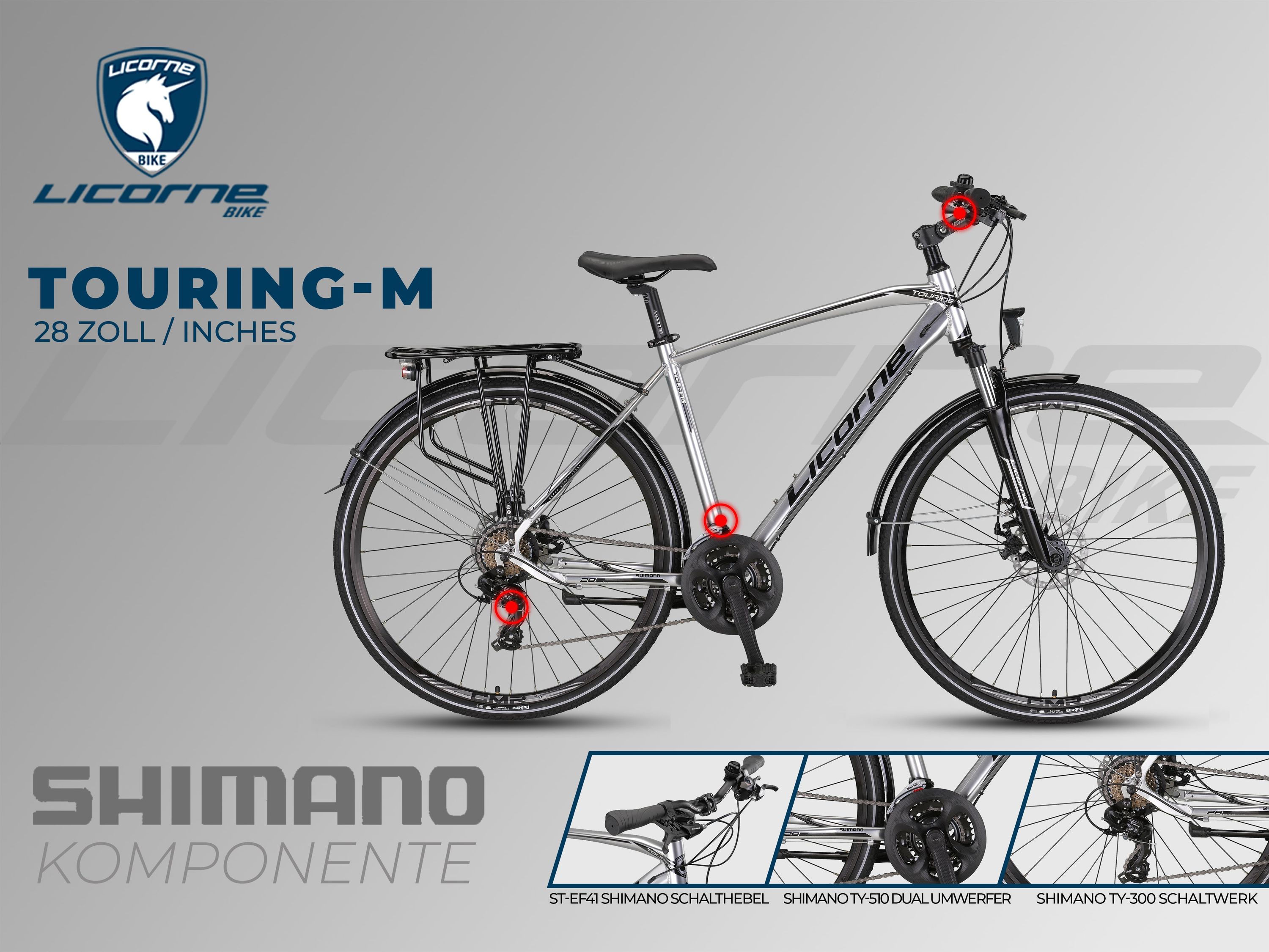 Licorne Bike Premium Touring Trekking Bike in 28 Zoll - Fahrrad für Jungen, Mädchen, Damen und Herren - 21 Gang-Schaltung - Mountainbike - Crossbike