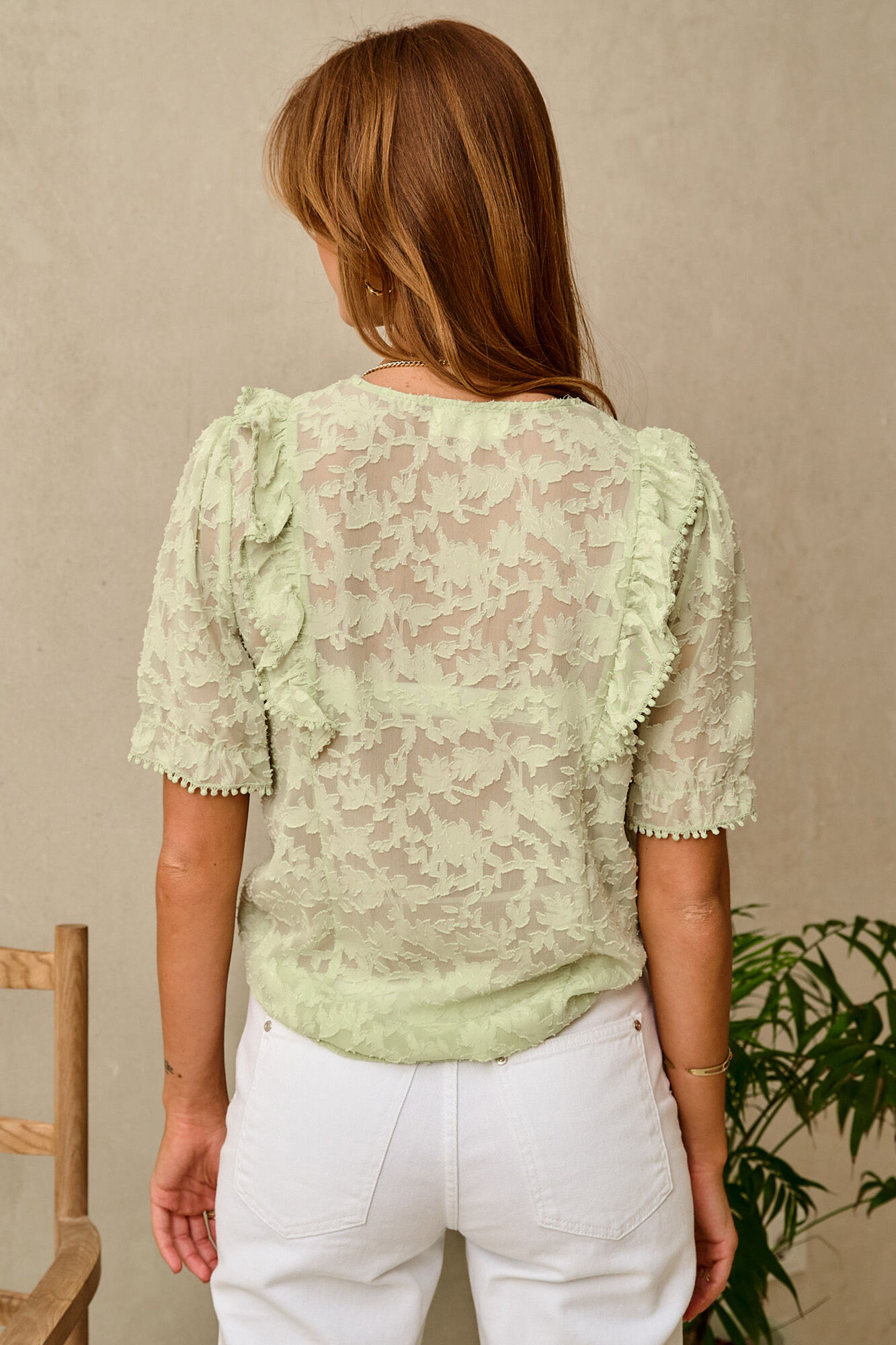 Blusa Rosalie Brocade - Cáqui