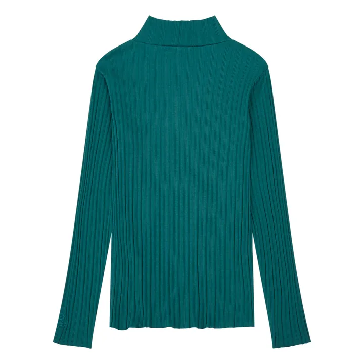 SMALLABLE BASICS Sous Pull Femme Cotelé Coton Bio | Vert sapin