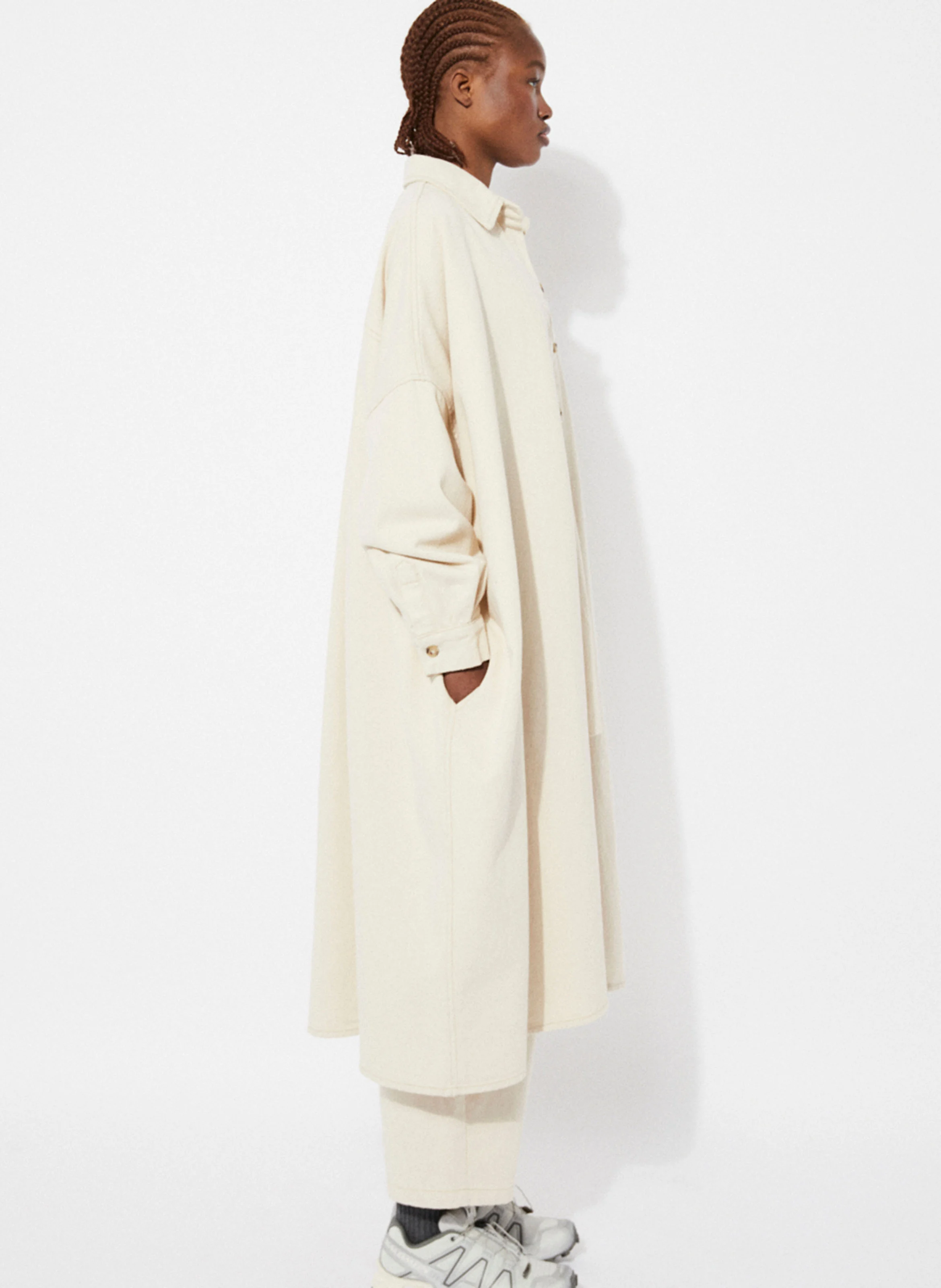 PICA - Robe chemise midi en coton | Blanc