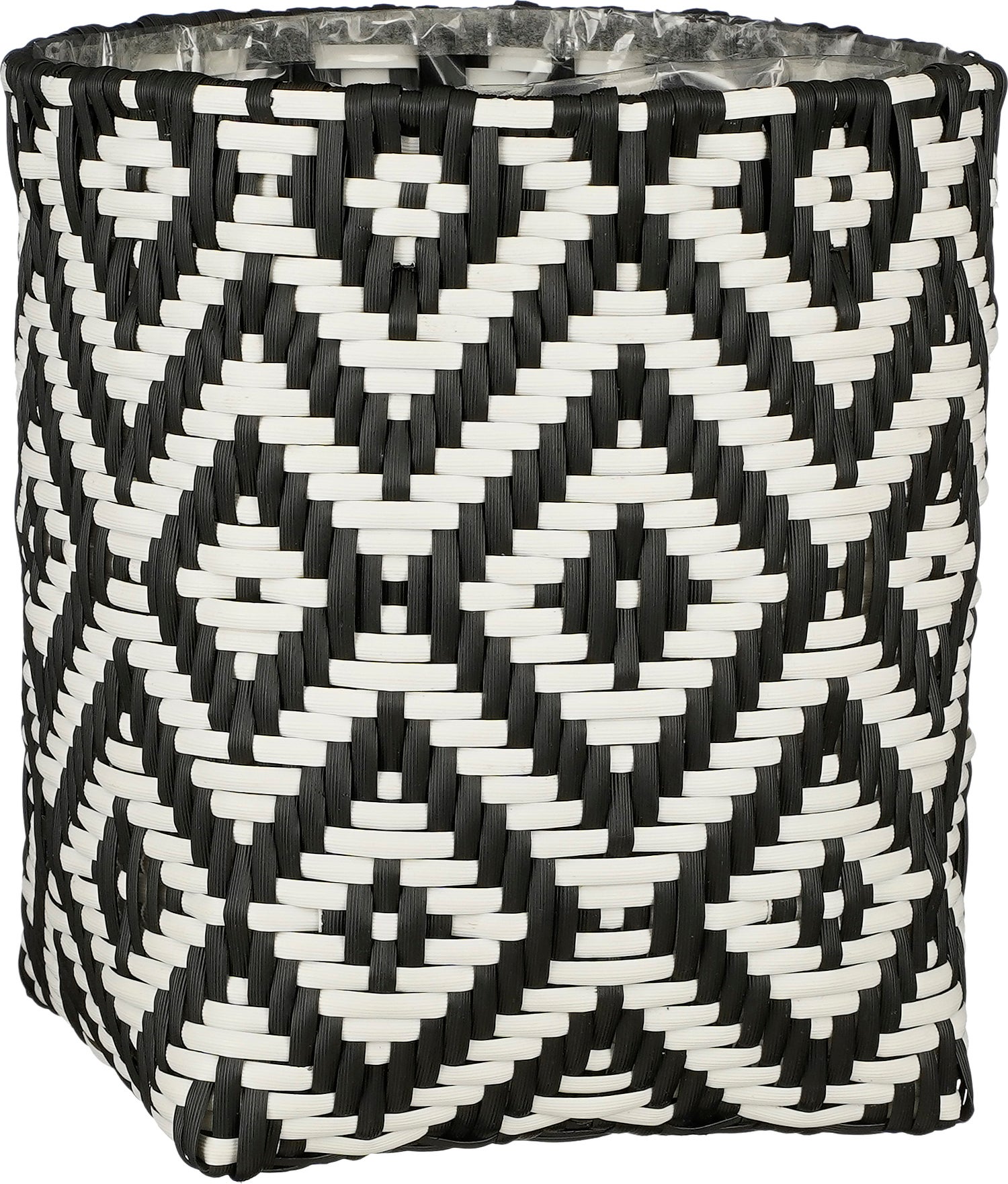 Mica Decorations plantenmand Merlijn zwart / wit 24 x 24 x 26 cm
