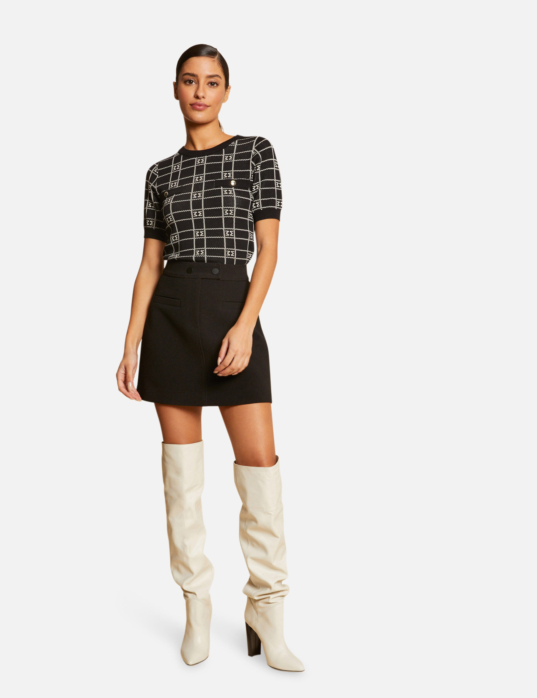 Jupe trapèze taille haute noir femme - noir