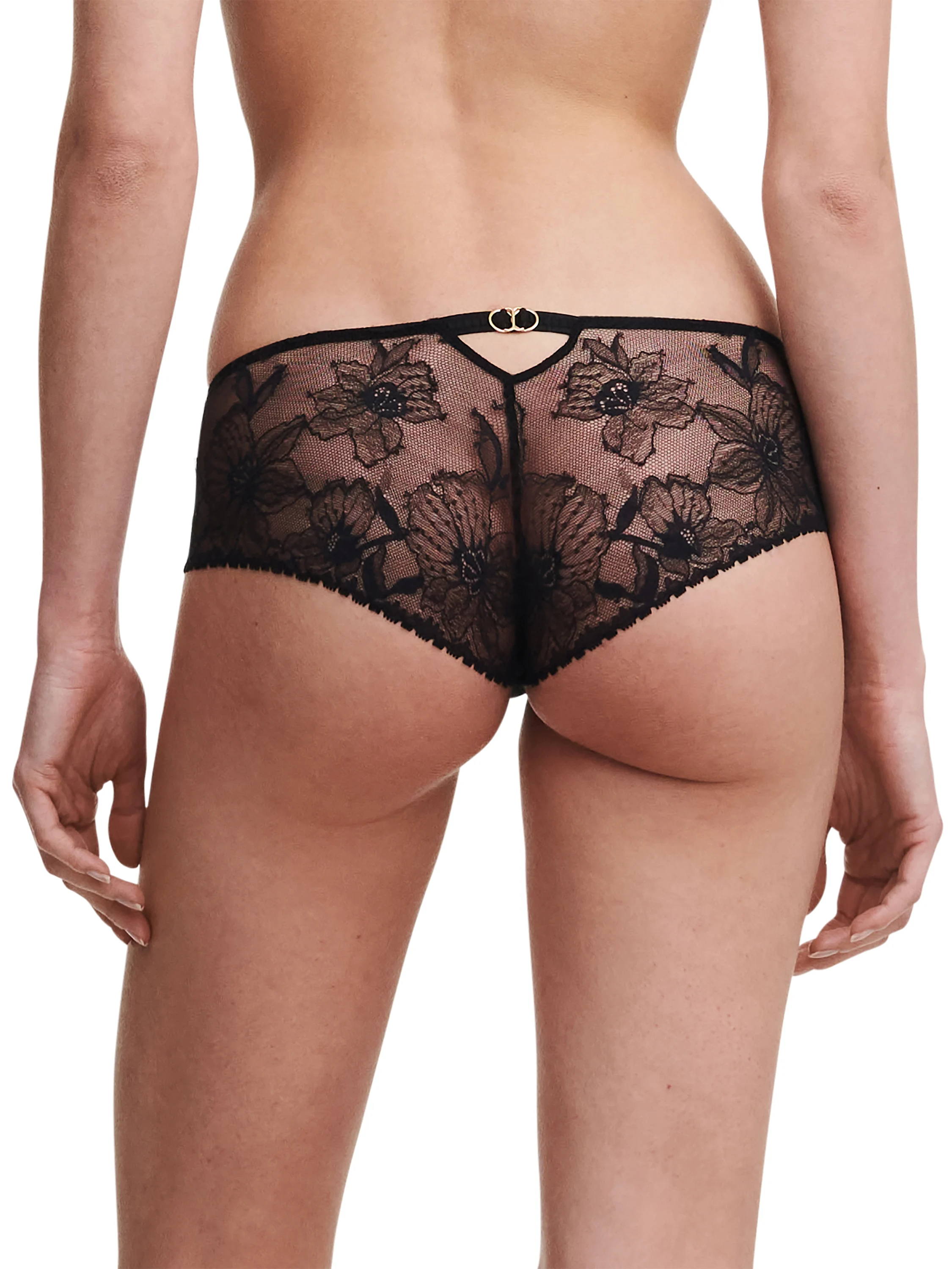 ORCHIDS - Shorty avec dentelle de leavers | Noir