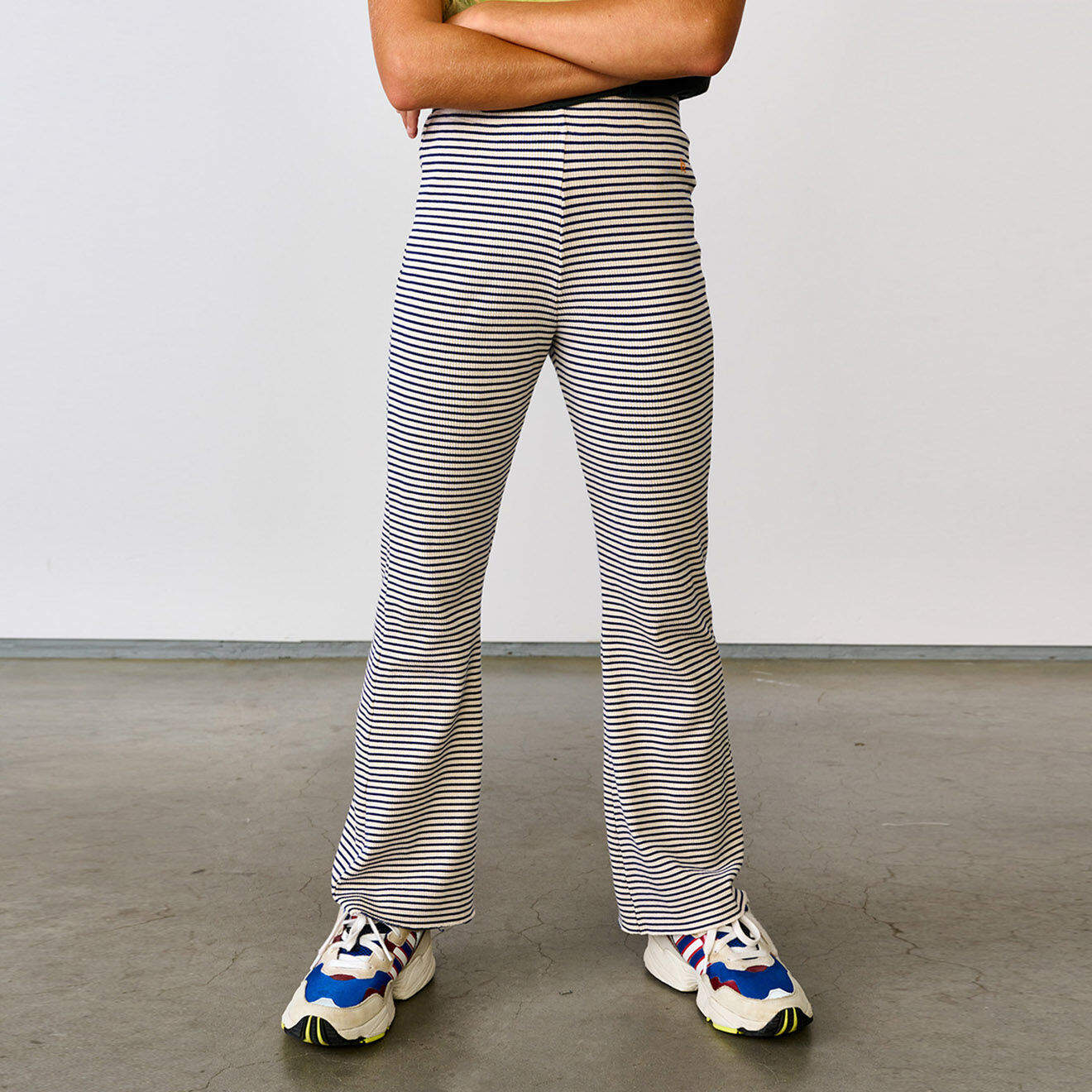 Bellerose Pantalon legging flare Cumin rayé marine/écru
