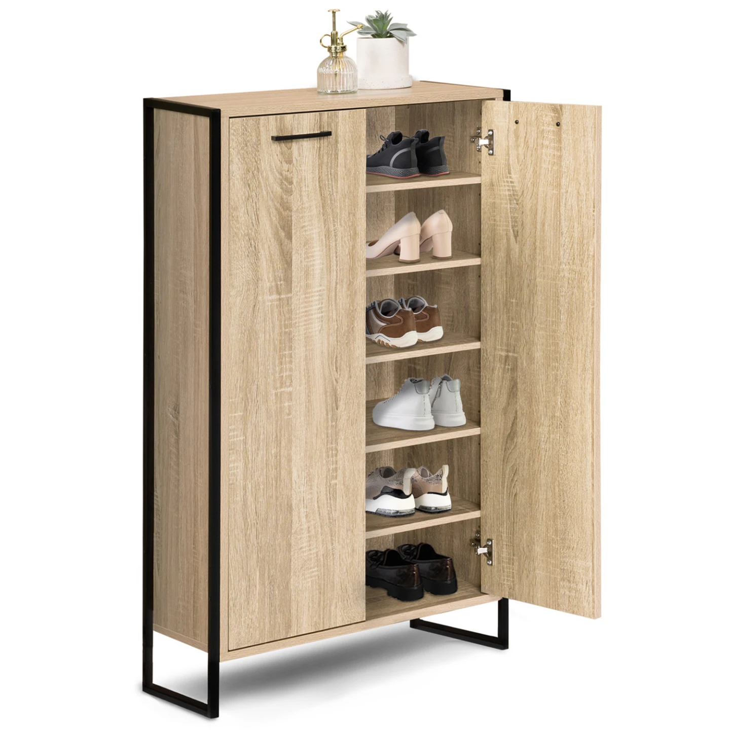 Armoire à chaussures 18 paires LUIS 2 portes design industriel