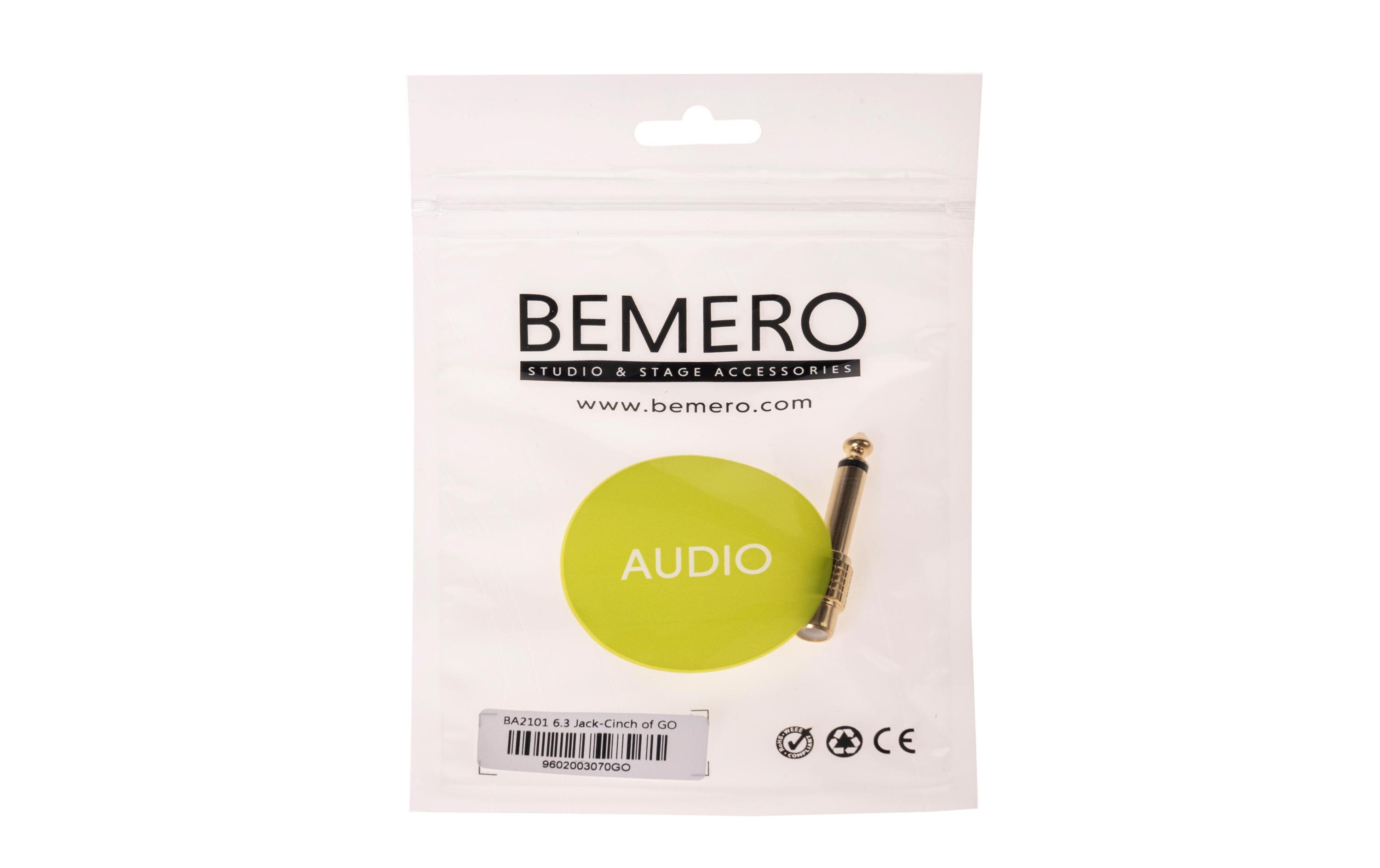 Audio-Adapter BA2101 Klinke 6,3mm male - CinchHochwertiger und robuster Bemero Audio-Adapter