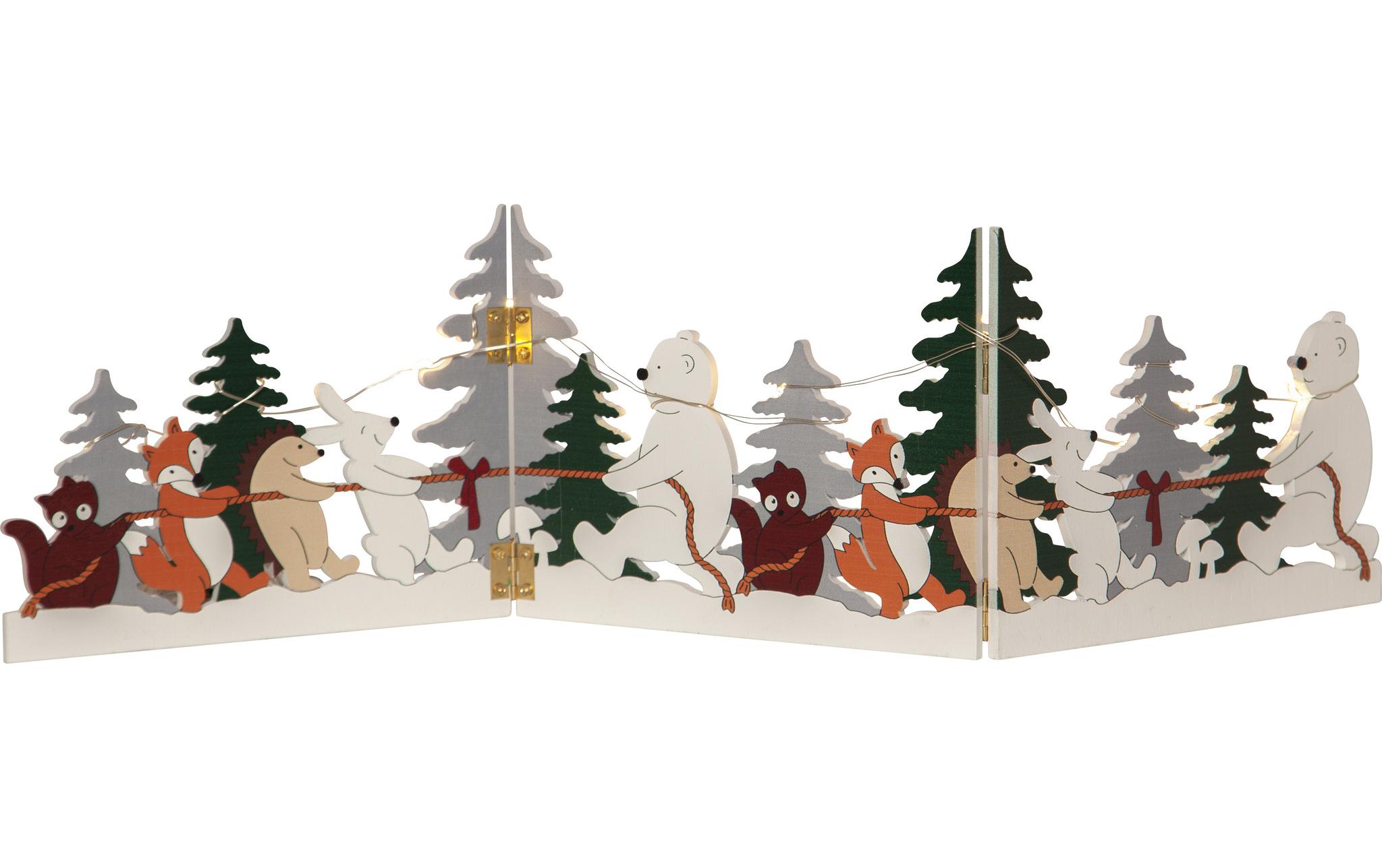Tischdeko Forest Friends, 48 cm, MehrfarbigDekorative Szene aus lasergeschnittenem Holz