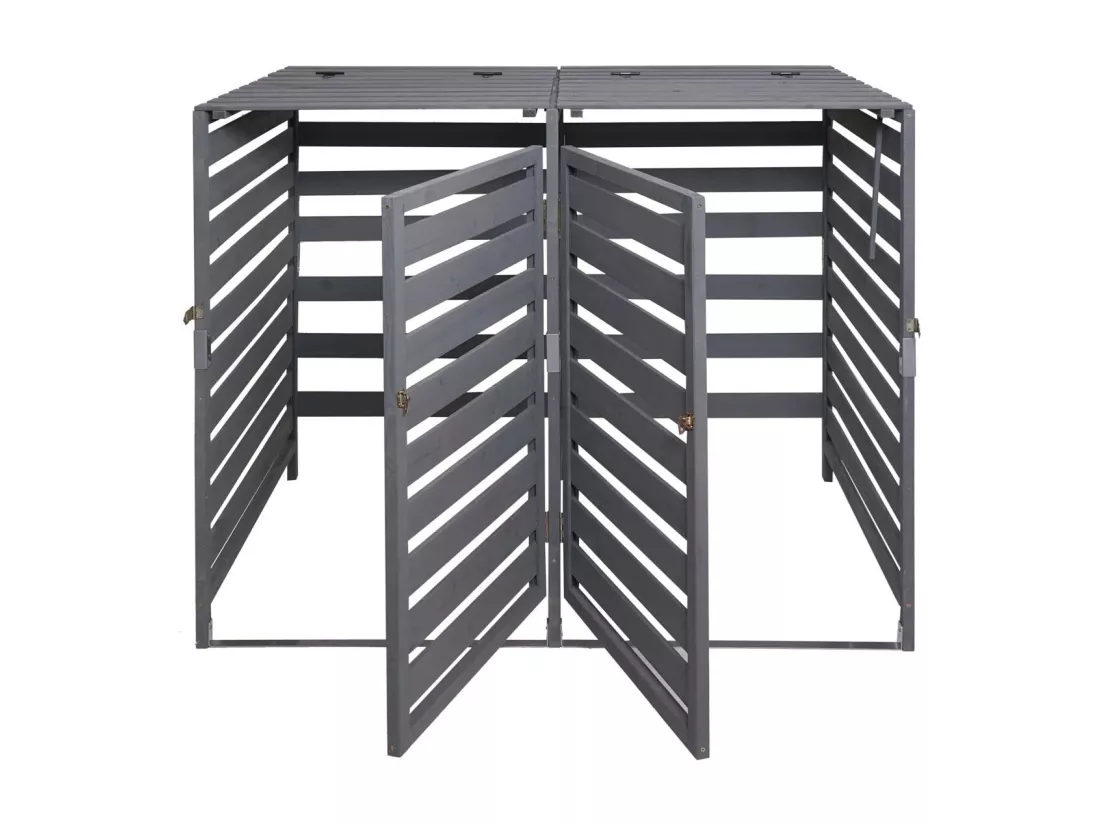 Cache-poubelle MCW-H62 pour 2 ou 4 poubelles, gris clair