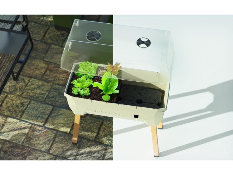 Gusta Garden Hochbeet SAMMY SALAD Starterset, Hellgrau Hochbeet mit Wassertank und Haube