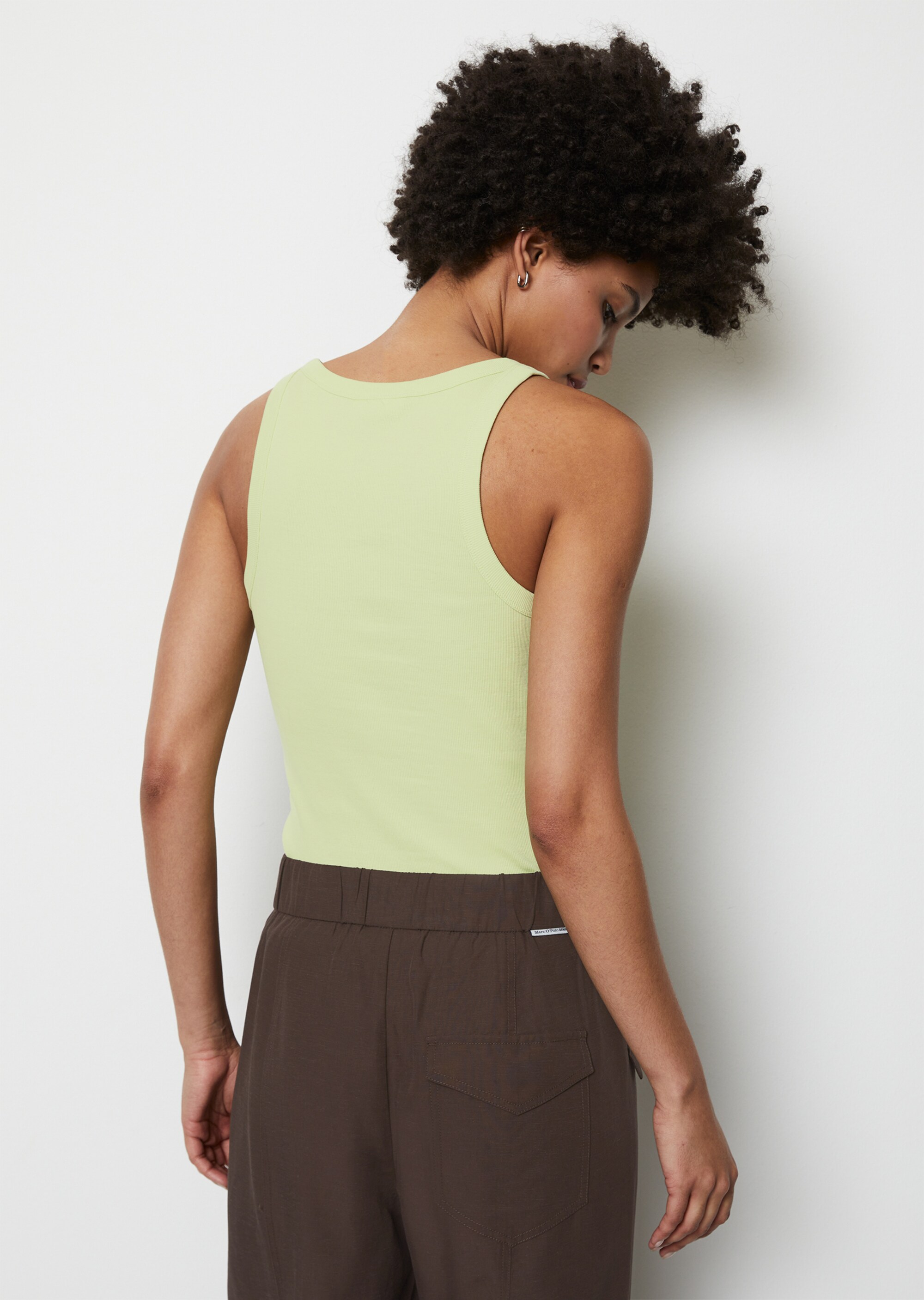 Tanktop mit feiner Rippstruktur aus elastischem Organic Cotton-Mix