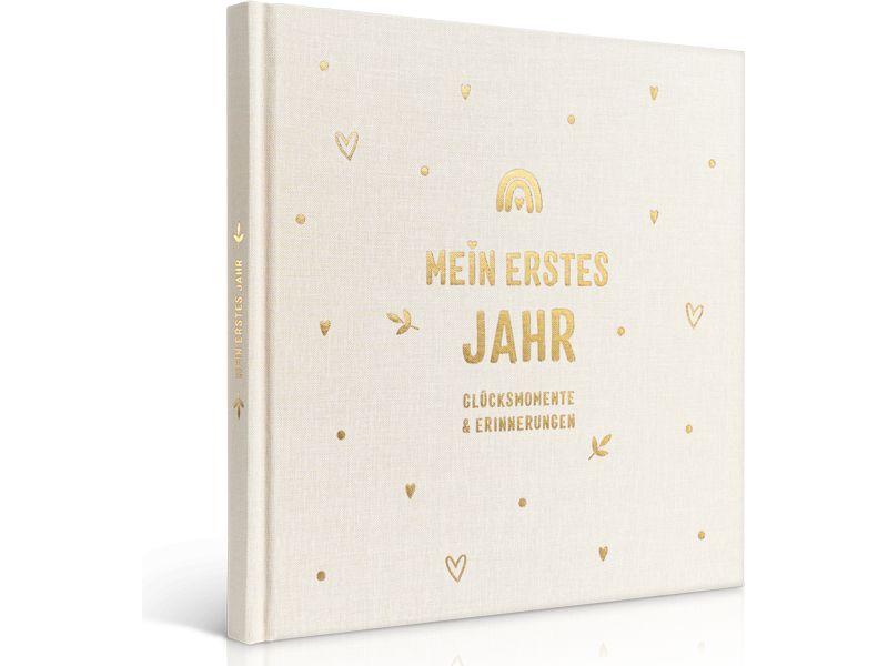 Eulentaler Babyalbum Gold Leinen, 92 Seiten Liebevoller Erinnerungsschatz fürs erste Babyjahr