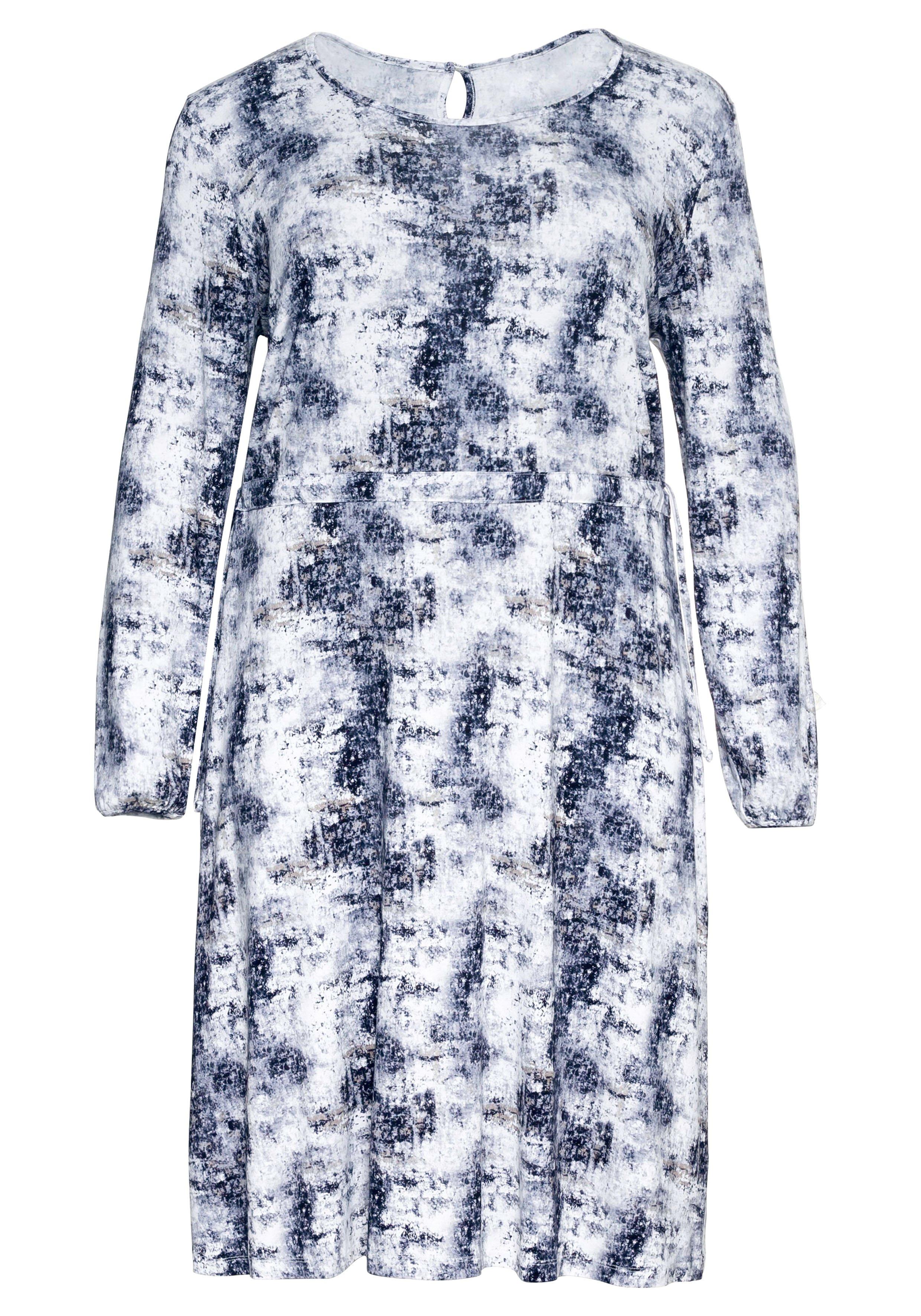 Midikleid mit Alloverdruck und Taillen-Tunnelzug