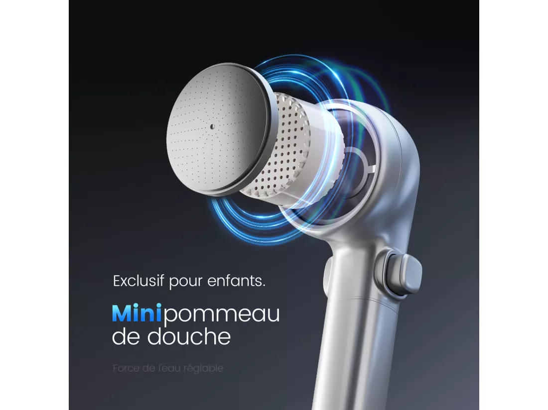 EMKE Colonne de douche avec thermostat 38℃ Douche pluie 40 cm étagère en verre avec 3+1 douchette parent-enfant+porte-douche - chromé