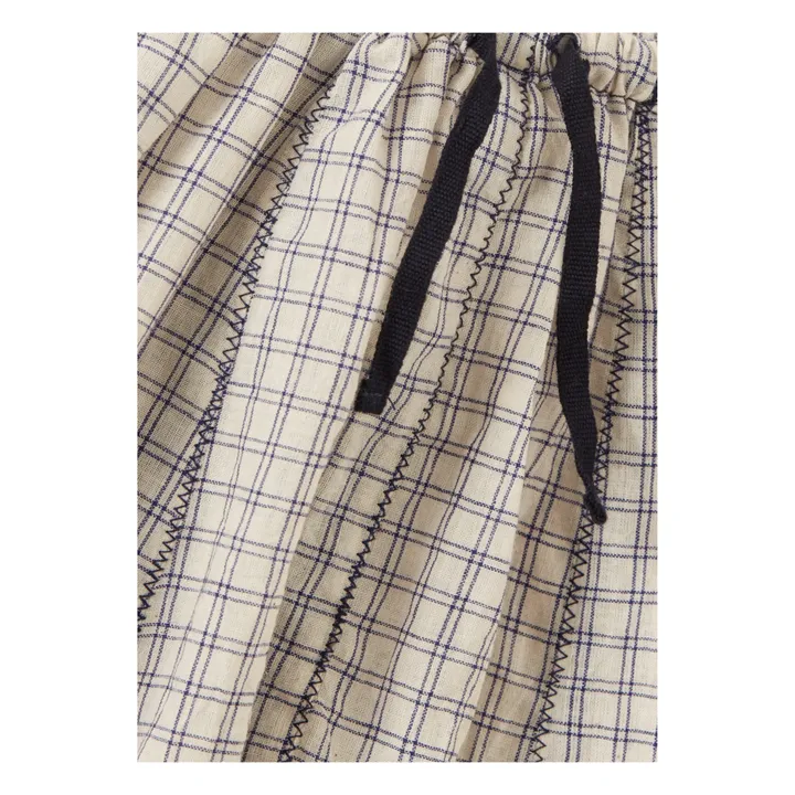 Caramel Pantalon Linum à Carreaux  | Ecru