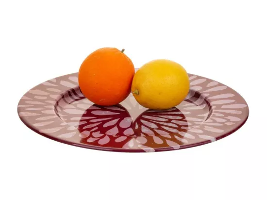 Assiette en métal rouge d33x1,5h