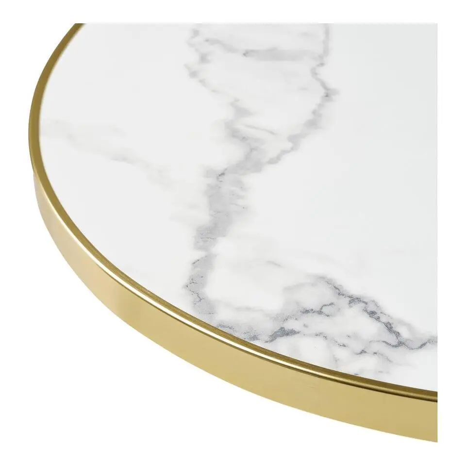 Hioshop Trine cafetafel Ø60cm marmerdecor wit