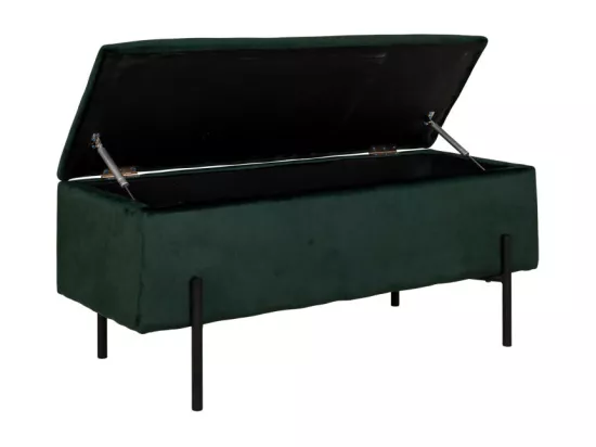 Watford - Banc avec coffre de rangement en velours et métal : Couleur - Vert forêt