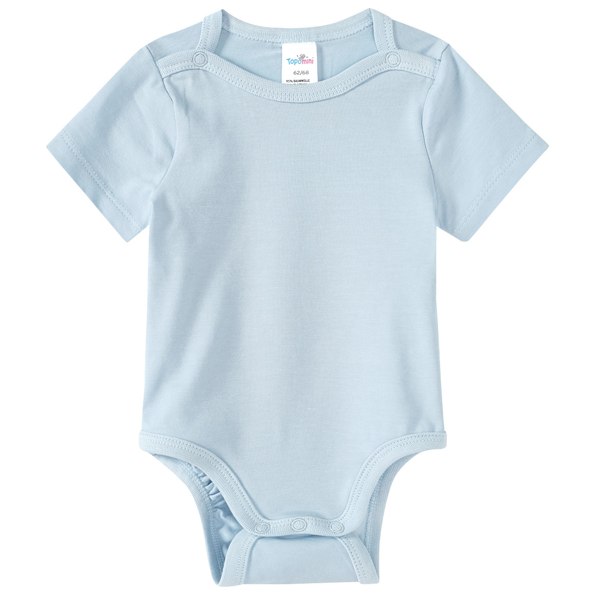 Topomini 2 Baby Bodys in verschiedenen Dessins hellblau / weiss