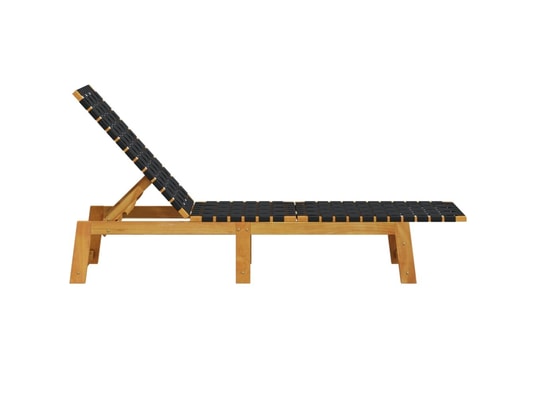 VIDAXL - Bain de soleil Chaises longues lot de 2 noir bois d'acacia solide et tissu