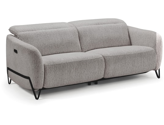 CONCEPT1 - Salon tissu Amsterdam gris 3 places électrique + 2 places fixe