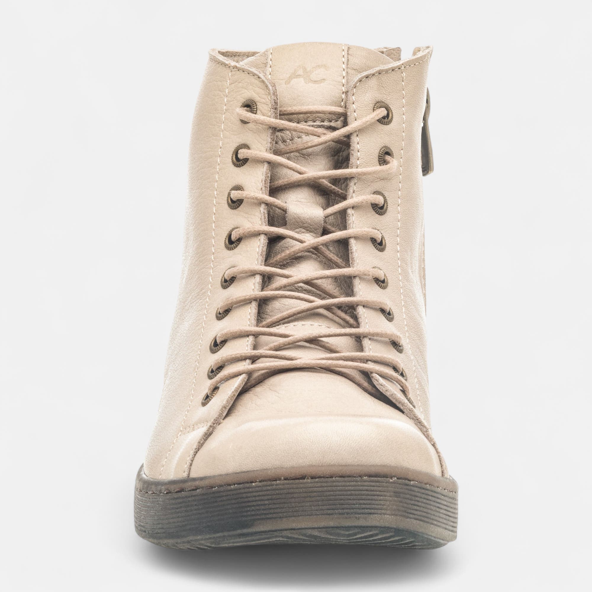Baskets hautes Femme en cuir beige