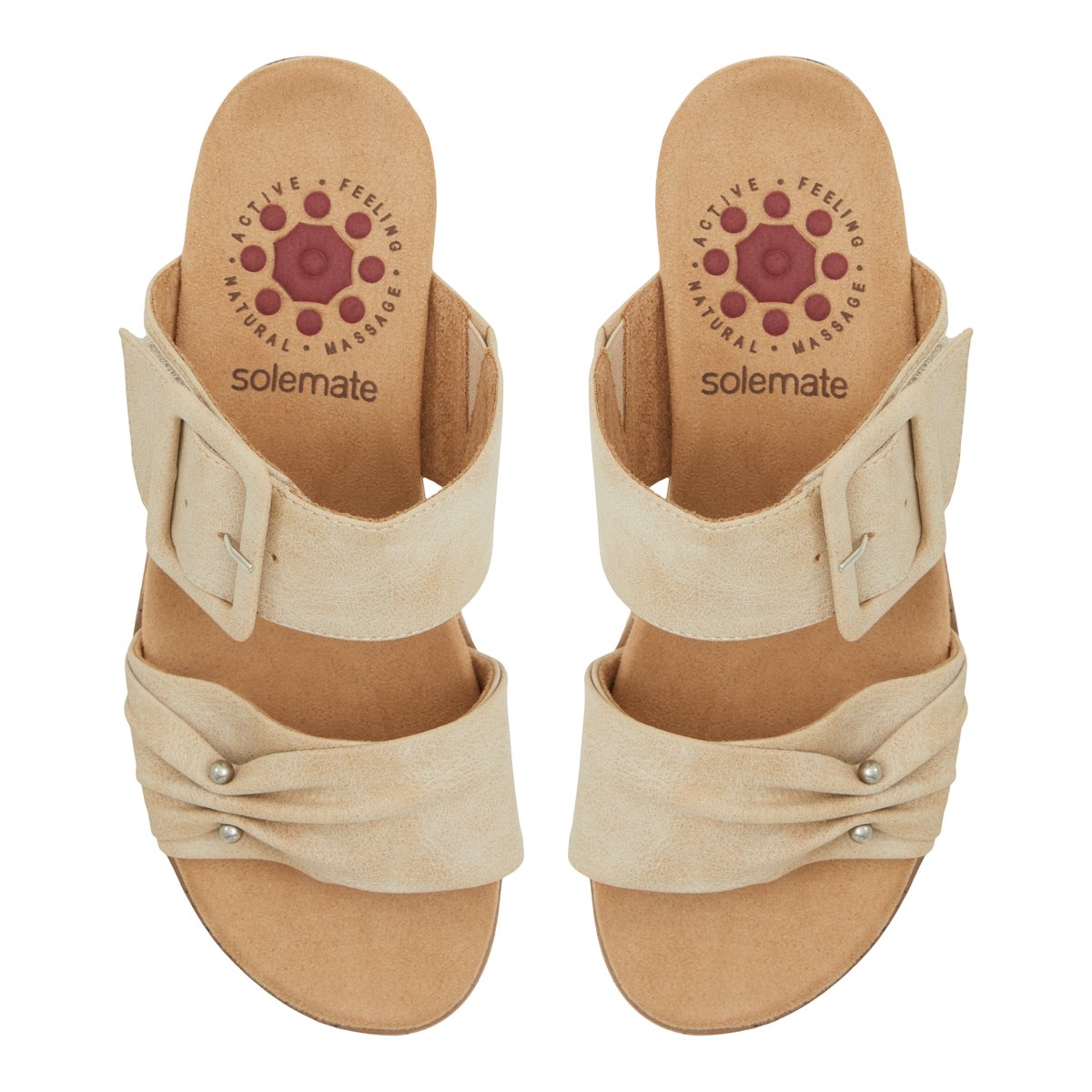 SOLEMATE-Adindra-Sandales compensées à glissière - Talon compensé - Beige