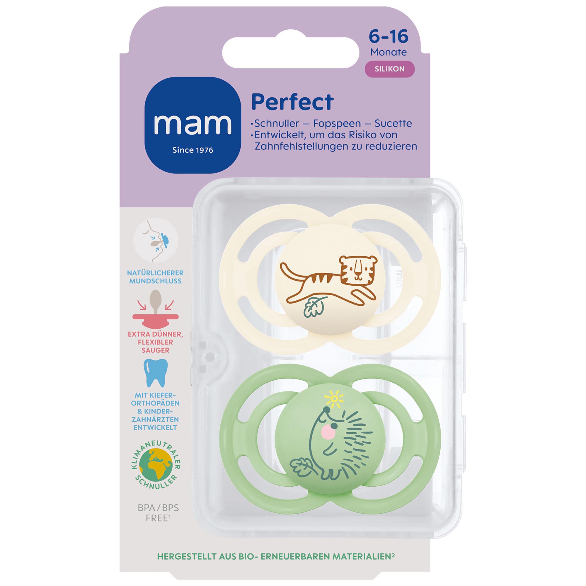 MAM fopspeen Perfect Silikon 6-16 maanden multi