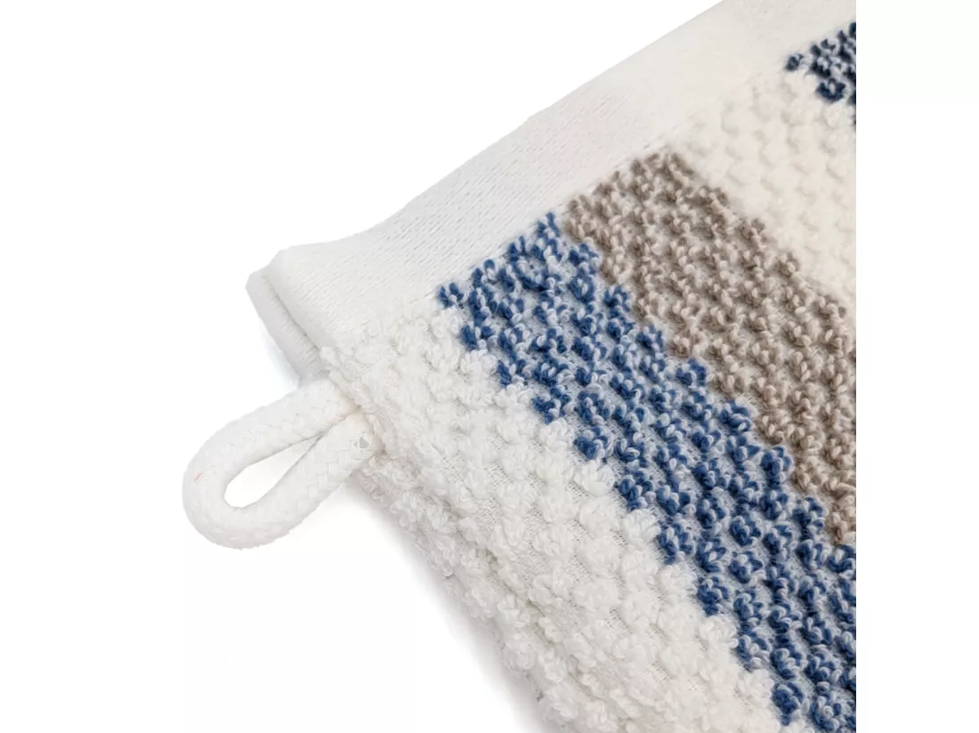 Lot de 2 gants de toilette 16x21 cm coton collection VISTA blanc bleu
