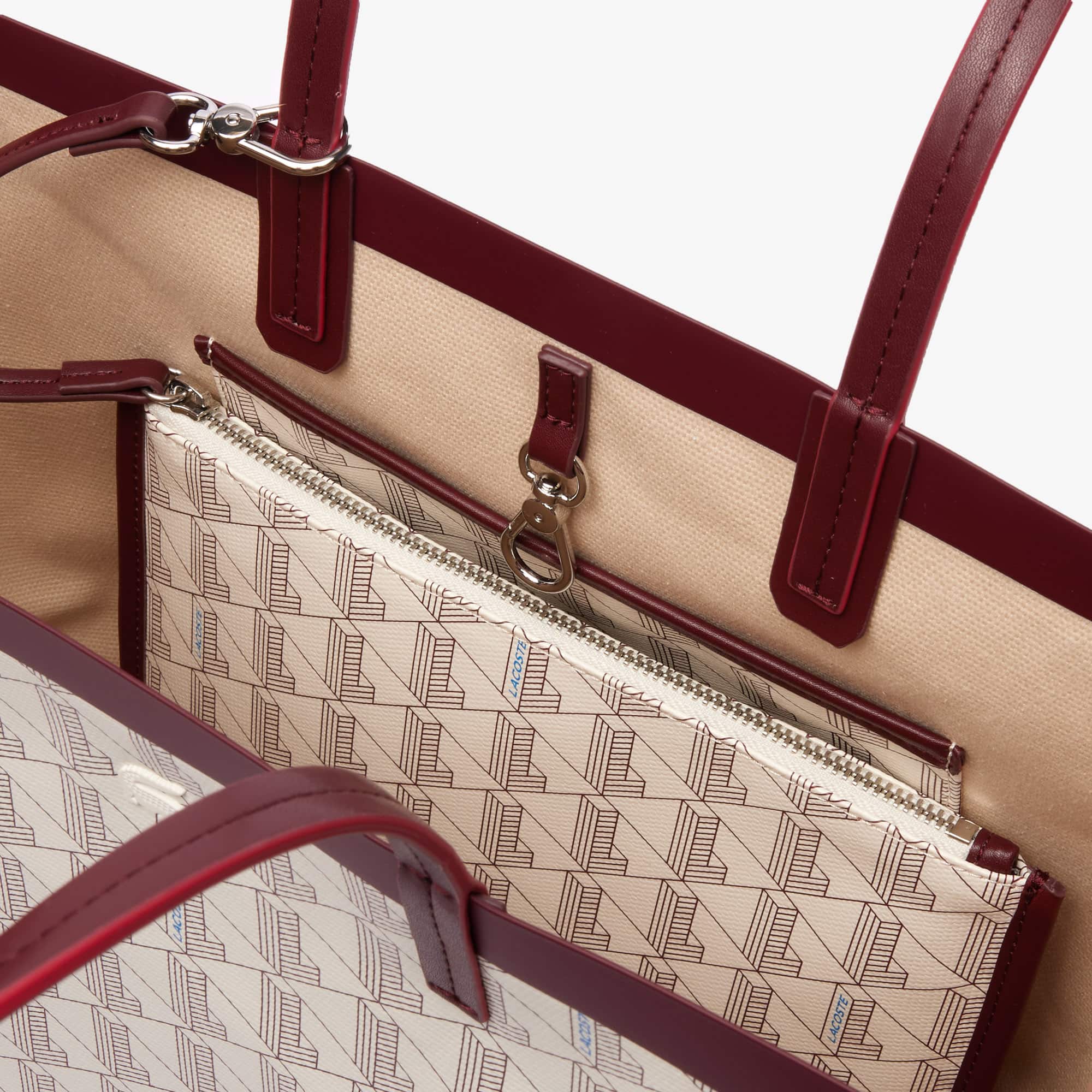 Sac cabas avec monogramme en toile enduite Sacs à main & Cabas - Blanc - Lacoste - Femme