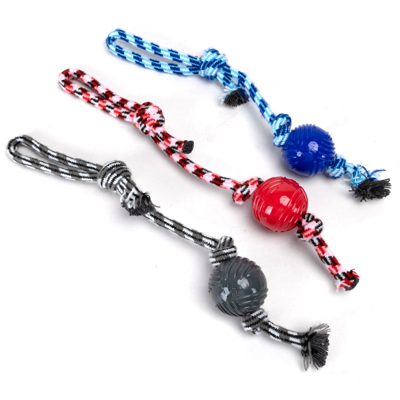 nobleza Hundespielzeug – Zerrseil mit Ball, robust & zahnfreundlich, in 3 Farben blau