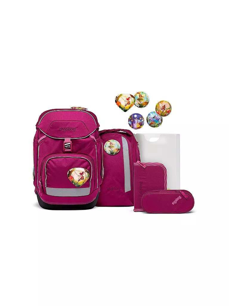 ERGOBAG Schultaschen Set 5tlg PACK Eco Hero - WaldzauBär  beere