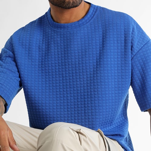 Tee Shirt Texturé Square Large 0172 Bleu Roi