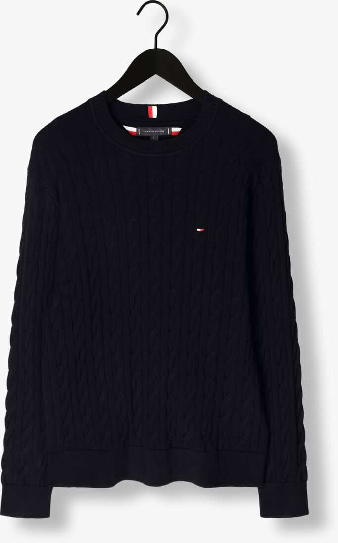 TOMMY HILFIGER donkerblauwe tommy hilfiger trui classic cable crew neck