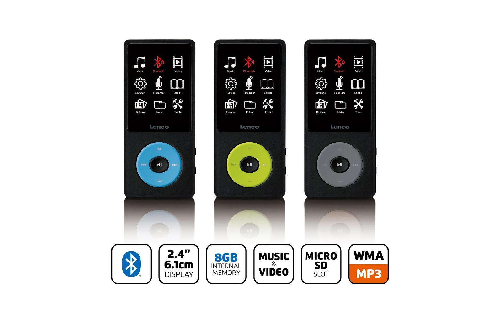 MP3 Player Xemio-860 Neongrün; SchwarzMP3-Player mit Bluetooth und 8 GB internem Speicher