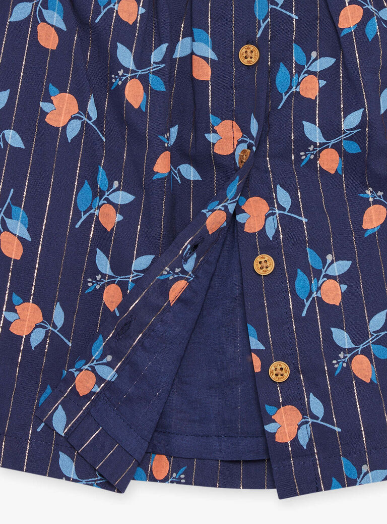 Robe et culotte bleu marine à imprimé fruit