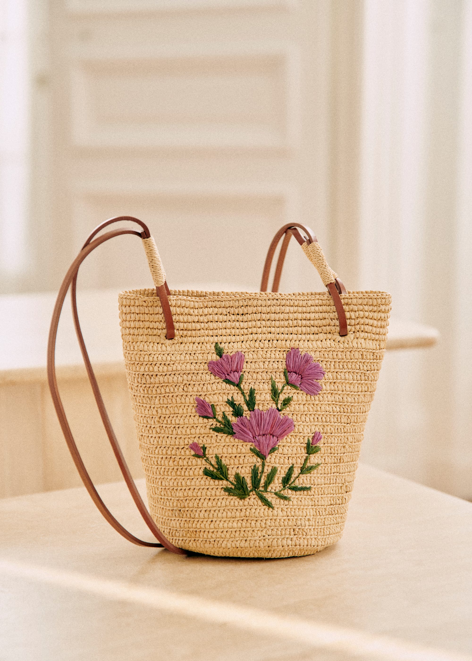 Panier Josie - Raphia broderie fleurs pivoine multi - SACS/NEW SACS Nos Paniers 5906404