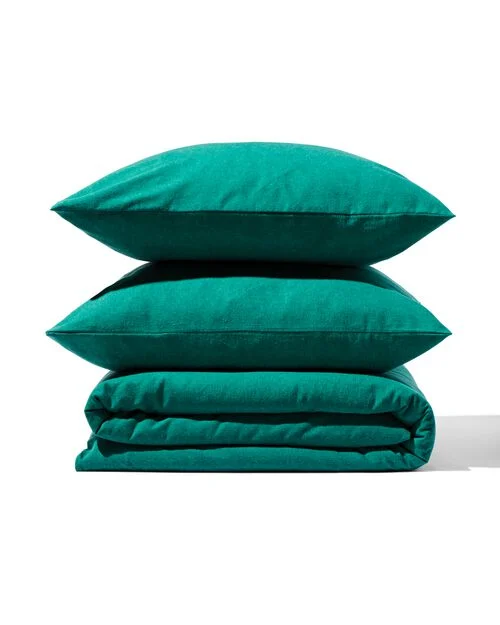 housse de couette flanelle 240 x 200/220 mélange vert foncé