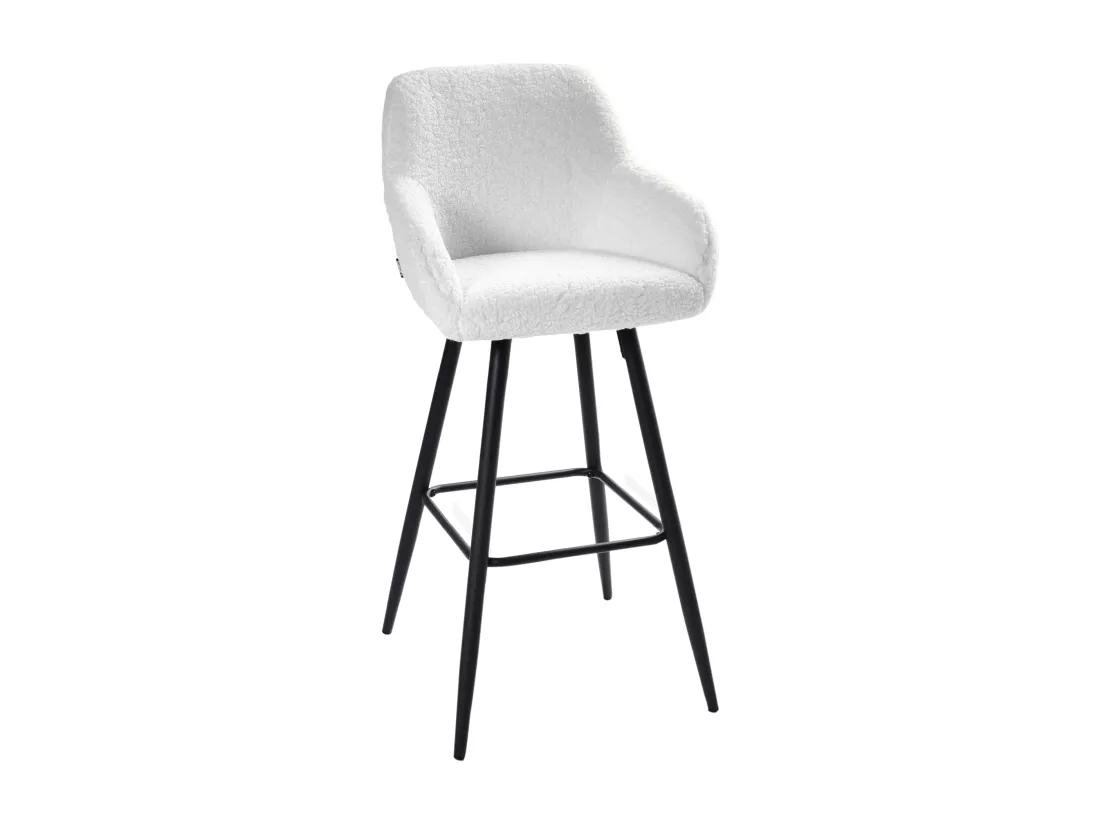 Lot de 2 chaises de bar CASMALIA Bouclé Blanc cassé