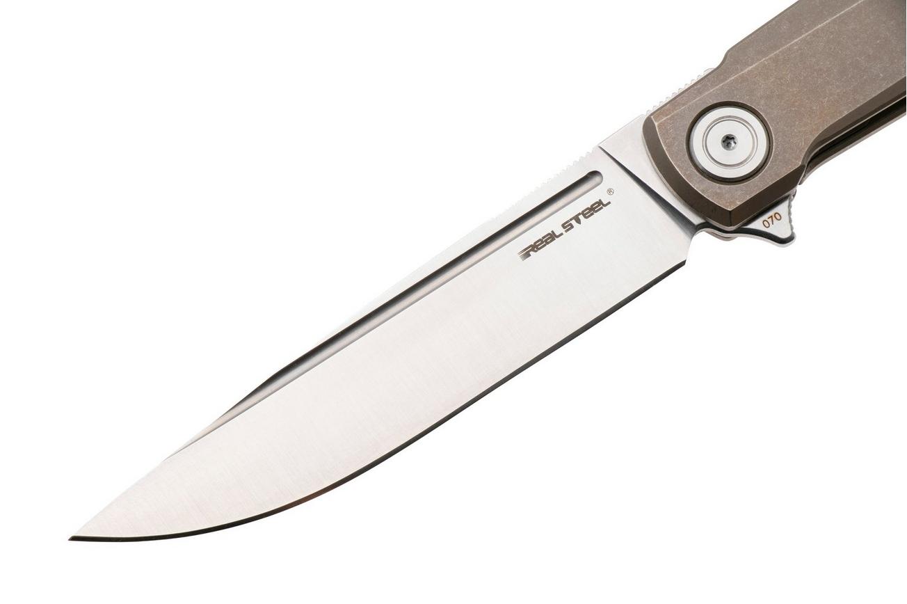 Real Steel G-Frame 7874TS02 Satin N690, Tan Bronze Titanium, zakmes, Ostap Hel design