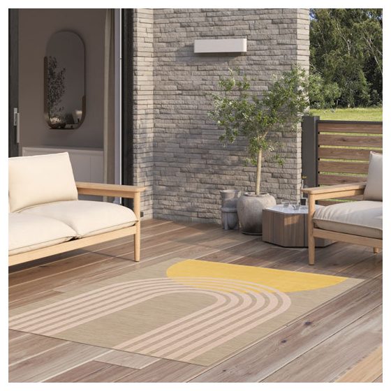 Tapis intérieur et extérieur en relief - luna - beige, jaune, rose - 120 x 170 cm